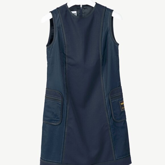 Moschino PF/23 Navy Wool Inside-Out Shift Dress - Picture 1 of 12